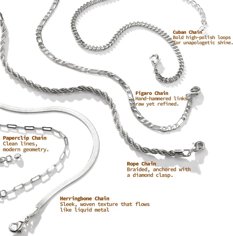 Krfy 5/6Pcs Gold Plated Bracelets for Women Trendy, S925 Plated Silver Bracelet Stack, Non Tarnish Waterproof Bracelets for Women, Paperclip Herringbone Figaro Cuban Twist Chains, Size 6.5''+2'' - Image 1